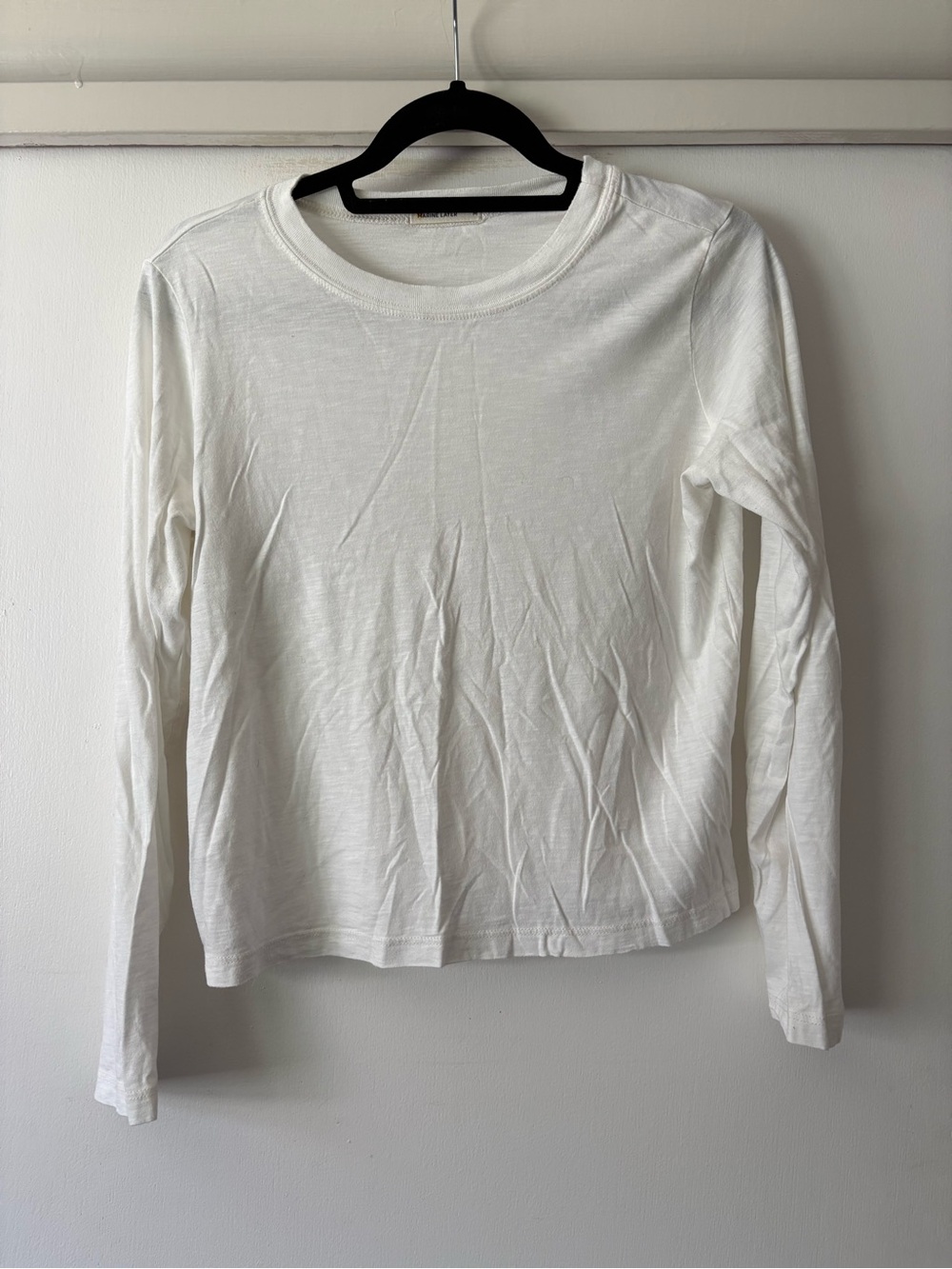 Marine Layer Classic Long-Sleeve Crewneck Top — White